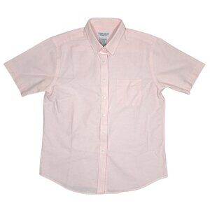 Cabin Creek Wrinkle Free Button Up Front Down Shirt 12 Pink Short Sleeve Womens